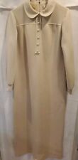 Vintage 1970s Leslie Fay Original Women's Polyester Maxi Dress Tan Ribbed  picture