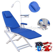 Portable Dental Chair Mobile Folding Chair With LED Light + Instrument Tray USA picture