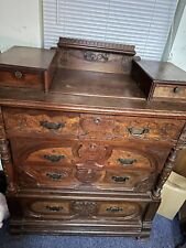 French Solid Wood Four Drawer Dresser with Hand Carved Front  Drawers c. 1890’s picture