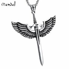 MENDEL Mens Archangel Michael Angel Wing Sword Necklace Pendant Stainless Steel picture