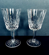 Waterford clear cut crystal Lismore water goblets 7 inch set of 2 excellent picture