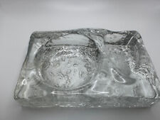 Vintage Mid Century Modern Ice Block Glass Ashtray And Pipe Holder 6.5” X 4.25” picture