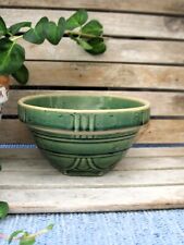 Small Antique Dark Green Glazed Stoneware Mixing Bowl 6-1/4