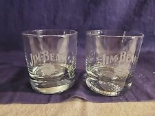 Jim Beam Glasses with 2 Embossed  Ball icon    bottom Rocks Whiskey picture