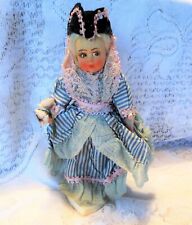 KNICKERBOCKER DOLL USA Vintage Original Colonial Lady Heart Stand 1950s Tricorne picture