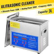 VEVOR Ultrasonic Cleaner 3L Liter Stainless Steel Industry Heated Heater w/Timer picture