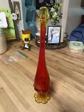Vintage MCM LE Smith 21.75” Ruby Red 6 Petal Swung Vase Stunning  picture