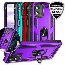 For Motorola Moto G 5G 2024 Ring Case Magnetic Metal Stand Cover +Tempered Glass picture