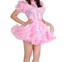 Lockable maid sissy pink satin dress cosplay costume tailor made picture