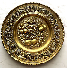 Peerage Plaque Plate VTG Embossed Brass England Fruit/ Floral Scene Wall Hanging picture