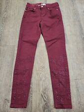 Ted Baker London Dark Red Rhinestone Star Dust Luxury Couture Jeans 25 Raelynn picture