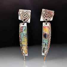 Vintage Spiral Colorful Drop Dangle Earrings 925 Silver Plated Boho Jewelry Gift picture