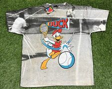 NWT'S VTG 90's Mickey Unlimited Donald Duck Tennis AOP T-Shirt Men's L Deadstock picture