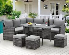 Patio Furniture Sets 7-Pieces Outdoor Sectional Sofa Rattan Wicker Sofa W/ Table picture