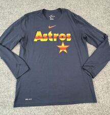 Nike Houston Astros Shirt Mens Large Blue MLB Dri-Fit Long Sleeve T-Shirt Tee picture