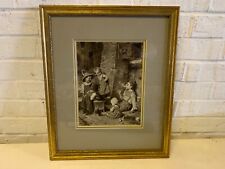 Antique Herman Kaulbach Children Sitting Outside Smoking Gold Framed Print picture