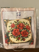 NOS Vervaco Verachtert Cross Stitch Kit Rose Bouquet Pillow Cover 16”x16” picture