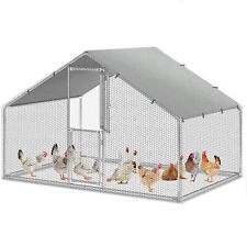 Metal Chicken Coop Outdoor Large Walk-in Hen Cage House with Cover 6.6x9.8x6.4FT picture