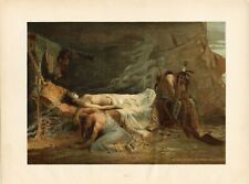Vintage Art Print THE DEATH OF MINNEHAHA, 1892 chromolithograph picture