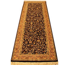 2.5 x 8 Black long floor runners 30 x 96 in Oriental Peach border first-rate picture
