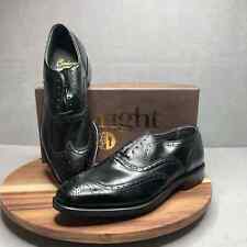 Vintage NWB Cordwainer Wright Black Leather Full Wing-Tip Oxford Brogue Size 9C picture