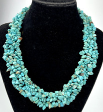 Beautiful Vintage Turquoise Agate Jewelry Beads Necklace Handmade 124gr Use picture