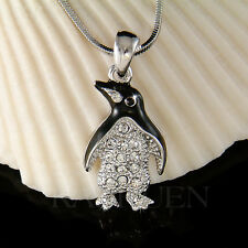 ~Black White Emperor Penguin~ made with Swarovski Crystal Jewelry Chain Necklace picture