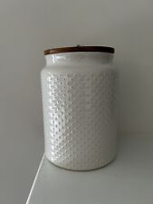 Mainstays White Ceramic Jar With Wooden Closure  picture