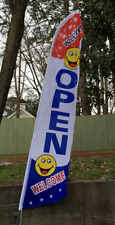 OPEN WELCOME Swooper Flag Feather Super Bow Banner picture