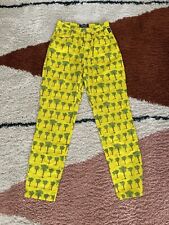 Versace 90s Jeans Palm Tree Yellow Printed Straight Leg Pants Vintage picture