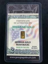GEORGIA GOLD RUSH BUCKS .004166 TROY OUNCE GOLD BAR .9995 24K FINE GOLD BULLION picture