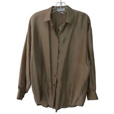 Compagnie Internationale Express Vintage Womens Blouse Size Medium Tan Silk picture
