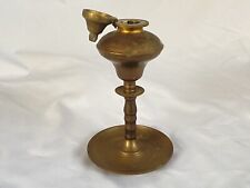 Antique Unique Brass Oil Lamp with Lid  Tall 5’’x 3.75’’ From India picture