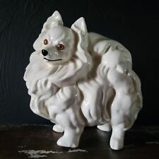Vintage White Pomeranian Spitz Volpino Dog Ceramic Statue picture