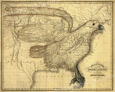 1830s Eagle Map of the United States Unusual Early US Map - 16x20 picture