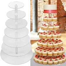 7 Tier Clear White round Cup Cake Stand Acrylic Cupcake Stand Display Tower picture