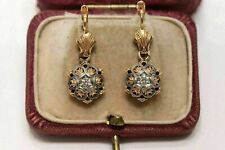 2.00 Ct Round Cut Simulated Diamond Vintage Drop Earrings 14k Yellow Gold Plated picture