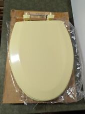 Vintage Bemis 500D Wood Elongated Bowl Front Toilet Seat - Yellow 211 picture