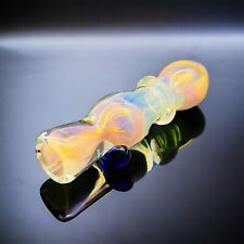 Golden Fumed Chillum Glass Pipes, Clear With Gold Chillums picture