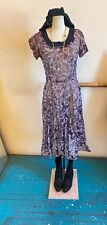 Vintage 1950's Sheer Blue Chiffon Dress With White Flocked Abstract Print picture