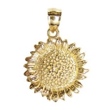 New 14k Yellow Gold Sunflower Pendant picture