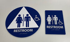 Acrylic Restroom Blue Sign Set (Round + Rectangular), ADA Compliant & Braille picture