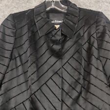 Vintage Louis Féraud GERMANY Top Size 8 Black Silk Blend Long Sleeve Button 80s picture