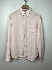 J Crew Baird McNutt Irish Linen Shirt Large Slim Fit Pink Long Sleeve Button Up picture