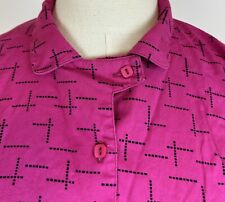 Vintage 80s 90s LEVIS Fuchsia Pink Shirt L Geometric Print Dolman Sleeve Retro  picture