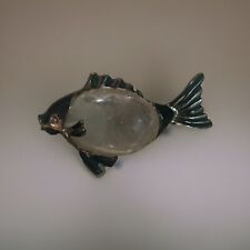 Beautiful Vintage 1940's Clear Lucite Jelly Belly Rhinestone Fish Brooch 64AG3 picture