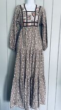 Jody T of California Vintage 70s Floral Prairie Maxi Dress XS Boho Brown Cottage picture