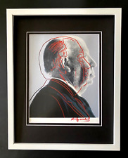 ANDY WARHOL + RARE 1984 SIGNED ALFRED HITCHCOCK PRINT MATTED AND FRAMED picture