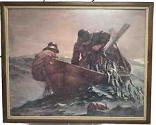 Vintage Winslow Homer THE HERRING NET Pressed Board Print Lithograph picture