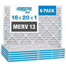 Aerostar 16x20x1 MERV 13 Pleated Air Filter AC Furnace Air Filter 6 Pack Actu... picture